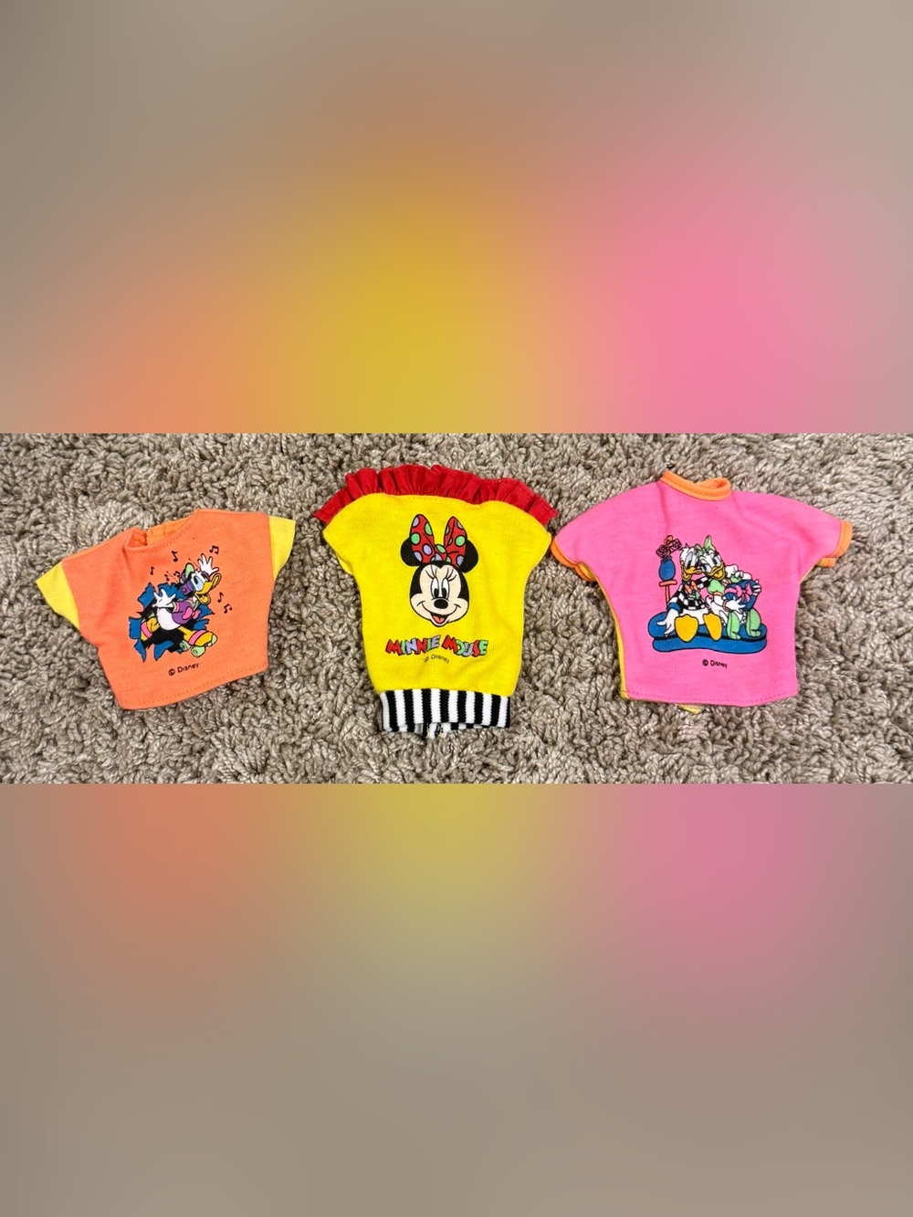 Vintage Disney Barbie Doll Clothes 3 Pc Lot Minnie Mouse Donald Duck Daisy